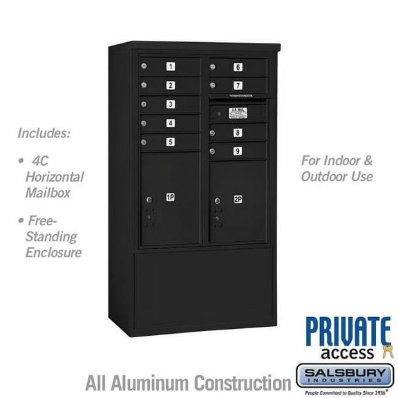 Salsbury Industries  31.75 x 52.875 x 18.5 in. Free-Standing 4C Horizontal Mailbox Unit - Front Loading - Private Access, Black
