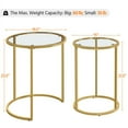 thumbnail image 4 of Round Nesting End Table Set of 2, Sofa Side Table with Metal Frame and Glass Top, 4 of 8