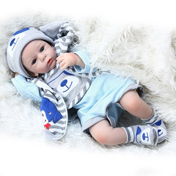 22 inches Reborn Dolls Vinyl Soft Silicone Cloth Body Real Life Dolls Handmade Gifts for Kids Toddler Dolls Newborn Reborn Christmas Toys A11