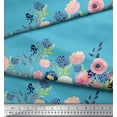 thumbnail image 3 of Soimoi Blue Cotton Duck Fabric Ranunculus & Chrysanthemum Floral Print Fabric by the Yard 44 Inch Wide, 3 of 3