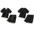 thumbnail image 6 of hotojiny Men's Two Piece Shorts Sets Summer Sweatsuits Casual Comfy Jogging Active Sets Stylish Color Block Matching Outfit(Black,Medium), 6 of 6