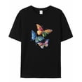 thumbnail image 6 of Men's T-Shirt Butterfly Colorful Embroidery Style Short Sleeve Casual Tee Classic Crew Neck T-Shirt for Men, 2XL, 6 of 7