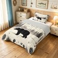 thumbnail image 2 of Manfei Vintage Rustic Bear Twin Comforter Sets, Woodland Farmhouse Bedding Set, White Gray, Gray Reversible, 2pcs, 1 Comforter and 1 Pillowcase, 2 of 7