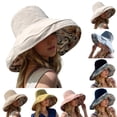 thumbnail image 3 of FUZHIQ Women's Reversible Wide Brim Bucket Hat, Foldable UV Protection Sun Hat with Floral Lining & Windproof Chin Strap, Packable Summer Hat for Beach Travel Outdoor,One Size, 3 of 5