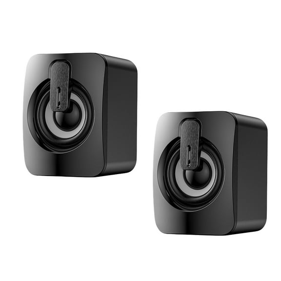 PTOOTP 2-Pack Portable Laptop Speakers, Black Stereo Sound with Surround Effect, Compact Design for Office, Home, and Travel Use