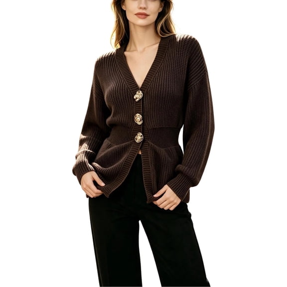 LUVDA Women's Knit Long Sleeve Cardigan V Neck Button Front Casual Fall Winter