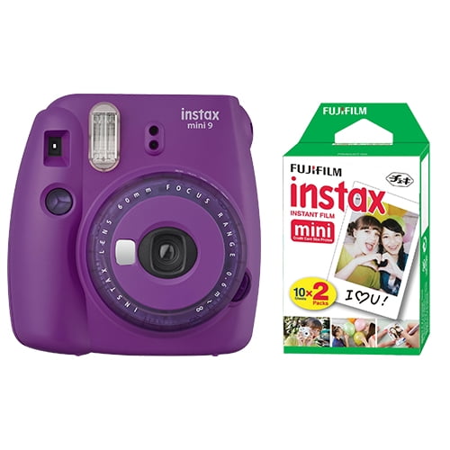 Naar de waarheid Ambacht Arresteren Fujifilm Instax Mini 9 Instant Film Camera Clear Purple + 20 Sheets Instant  Film - Walmart.com