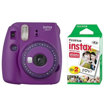 Fujifilm Instax Mini 9 Instant Film Camera Clear Purple + 20 Sheets Instant Film