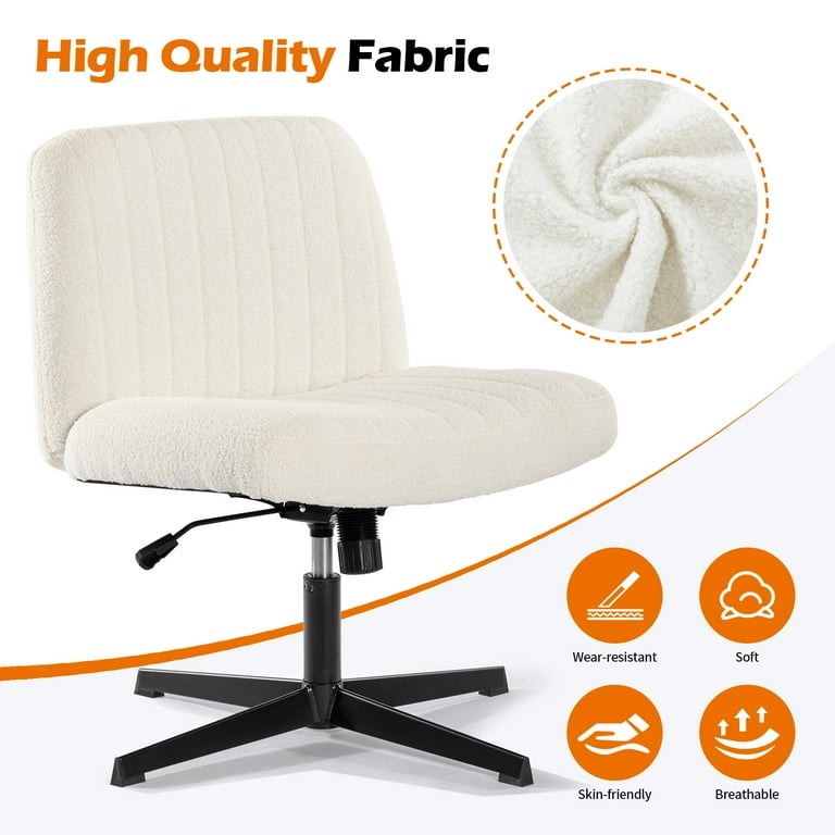 JONPONY Office Chair Armless Desk Chair No Wheels Sherpa Padded