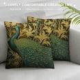 thumbnail image 3 of JEUXUS  Gold Peacock Bird Floral Chinoiserie Throw Pillow Cover Aqua and Green  Lumbar Pillow Case Cushion Cover Asian Body Pillow Covers Home Decor for Sofa Living Room Bedroom, 3 of 5