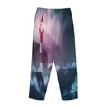 thumbnail image 3 of Lsque lighthouse Waves Torrential Rain Print Women's Pajama Pants, Lounge Pant - Comfortable Home Wear,Elastic Waistband, Stylish Design-Small, 3 of 9