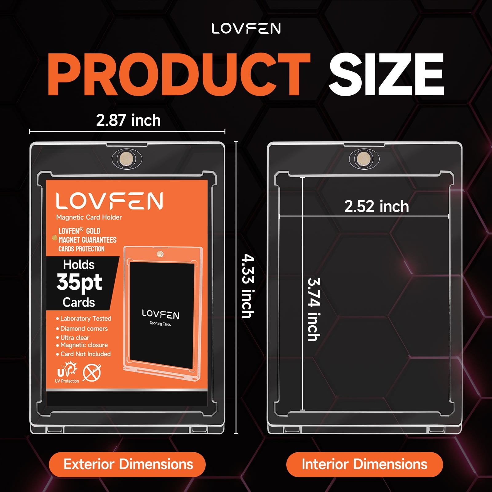 LOVFE 25ct Magnetic Card Holder for Trading Cards, 35pt One Touch Card Holder, Card Protectors Hard Plastic, Magnetic Card Case for Sports Card, Baseball Card Holders, Display Case for Standard Card