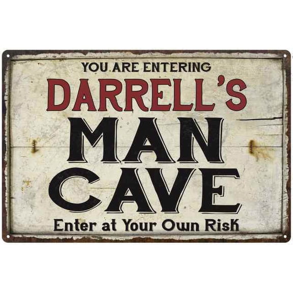 DARRELL'S Man Cave Sign Rustic 8 x 12 High Gloss Metal 208120035168