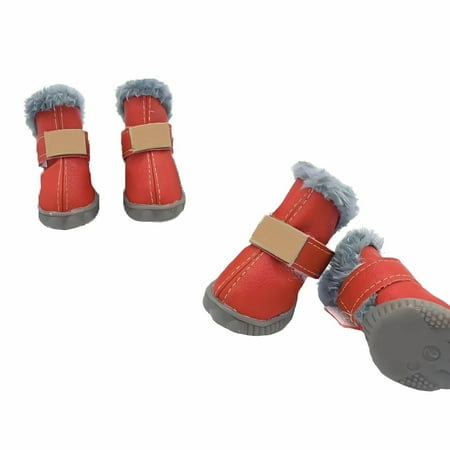 GASTROPOD Dog Shoes Waterproof Anti-Slip Winter Dog Boots for Winter Multi-Color Dog Rain Boots 4.5x3.5cm Red