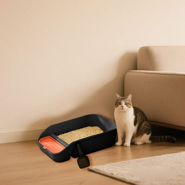 BKER Extra Large Cat Litter Semi Enclosed Pet Toilet For Cats And Dogs Open Design Indoor Plastic Tray