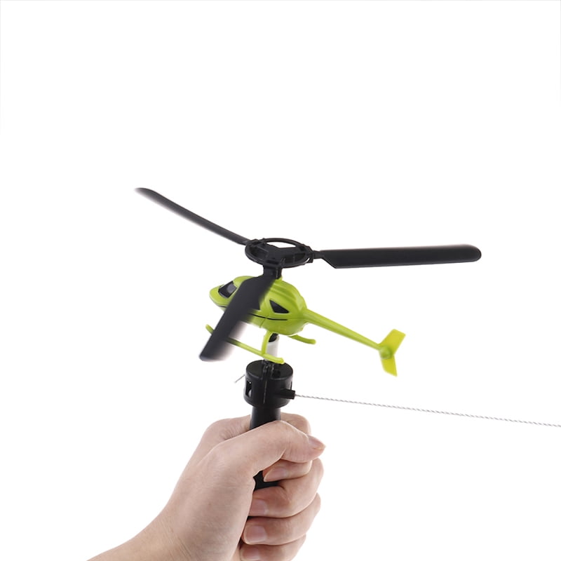 Pull String Handle Helicopter Plane Aircraft Drone Kids Outdoor Flying Toy Gift 
