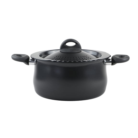 Bialetti 5.5 Quart Pasta Pot with Strainer Lid, Charcoal Nonstick Oval Pot