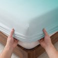 thumbnail image 3 of Twin XL Size Fitted Sheet Set - Teal Ombre 2 Piece Bedding Sets 16" Deep Pocket Fitted Sheet with 1 Pillowcases, Turquoise White Gradient Modern Abstract Art Brushed Microfiber Hotel Bed Sheets, 3 of 9