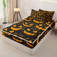 thumbnail image 2 of Manfei Spooky Pumpkin Print Zipper Twin Comforter Sets with Fitted Sheet and 2 Pillowcases for Kids, Black Orange Halloween Theme Zipper Bedding Set, Black Reversible, 4 Pieces, 2 of 6