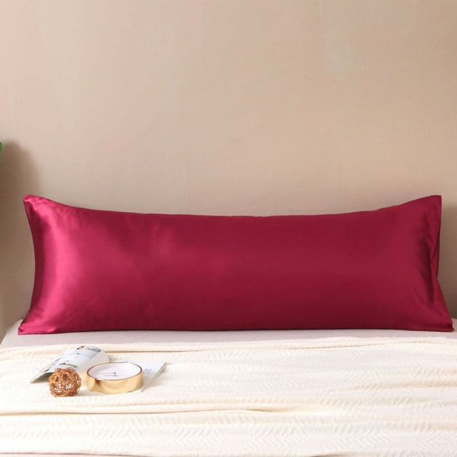 Xihbxyly Funda de Almohada de Seda Satinada, Suave y Tersa, Transpirable y Fresca para El Cabello y La Piel. Un Regalo de Lujo, Ideal para Todas Las Estaciones. Azul Marino, Caqui y Rojo, 51 X 137 Cm