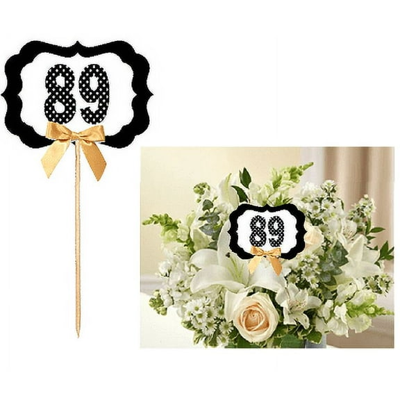 89th Birthday / Anniversary Table Decoration Party Centerpiece Pick - Set of 6