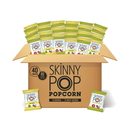 ((Best By 02/2025))SkinnyPop Gluten-Free Original and White Cheddar Popcorn Variety Pack  0.5 oz  40 Count