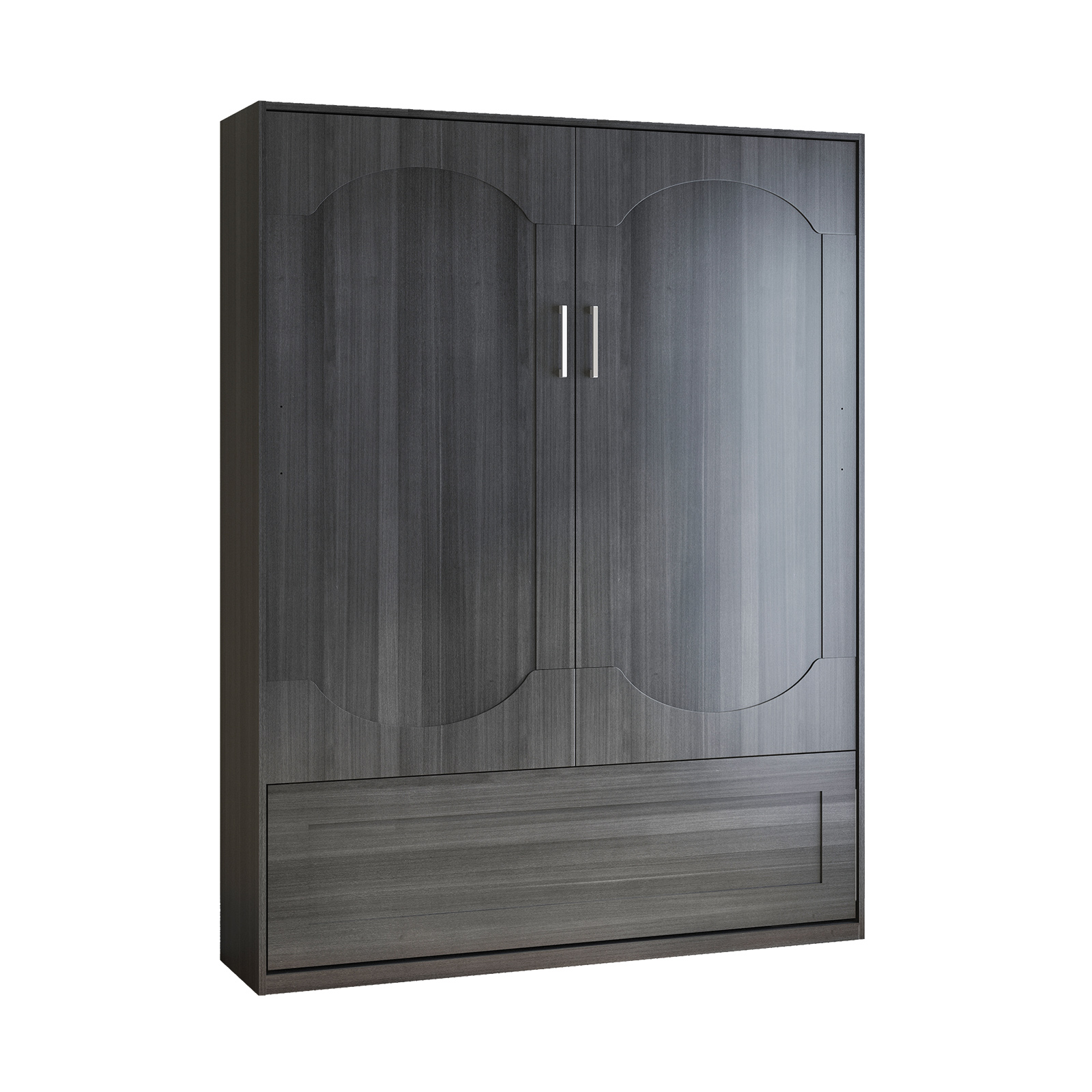 MUZZ Queen Murphy Bed with Upright Wardrobe, Space Saving Folding Murphy Wall Bed Cabinet for Bedroom /Apartment (Dark Grey/Style 11)
