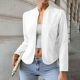 thumbnail image 5 of ClodeEU Women's Work Office Croped Blazer Jacket ,Sleeve Long Collarless, Work Office Cardigan Suit Jacket White,Womens Plus L, 5 of 9