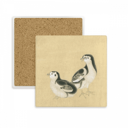 

Chicks for Feeding Figure Chinese Painting Square Coaster Cup Mat Mug Subplate Holder Insulation Stone