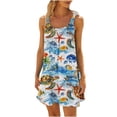 thumbnail image 3 of VBTAPA Beach Dresses for Women 2025 Trendy Summer Sleeveless Mini Sundresses Hawaiian Floral Printed Swimsuit Coverup Dress Limited Time Sales Multicolor XXL, 3 of 7