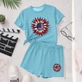 thumbnail image 4 of SGFCWSX Girls Short Sets Kids 4th of July 2 Piece Summer Soft Short Sleeve Print Elastic Waist Holiday Wear Sky Blue Size 14-15 Years, 4 of 6
