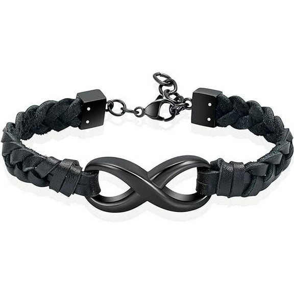 Infinity Urn Cremation Bracelet for Ashes Adjustable Genuine Leather Memorial Urn Bangle for Human Urn Keepsake Bracelet Jewelry for Women Men