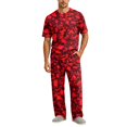 thumbnail image 2 of CCRFTGI Men's Pajama Sets Summer Pjs Short Sleeve Camo Sleepwear Lightweight Pajamas 2 Pieces with Pockets Deep Red S, 2 of 6