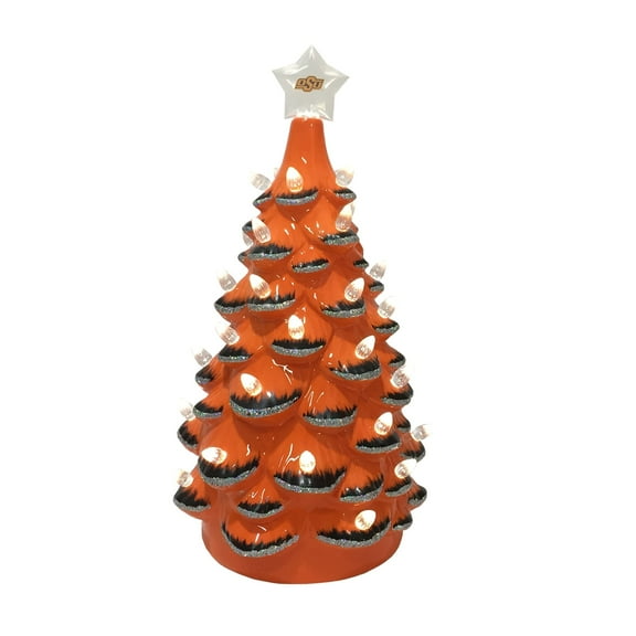 14 inch Oklahoma State Ceramic Tree - orange