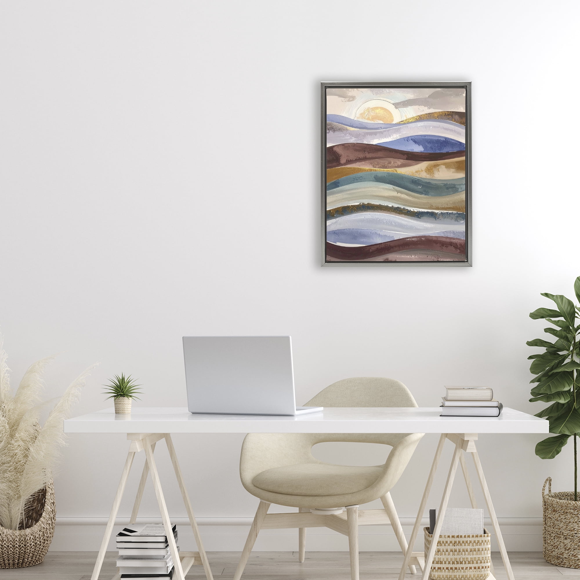Stupell Industries Layered Ocean Flow Gray Framed Floater Canvas Wall Art, design by Alonza Saunders