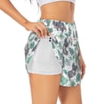 thumbnail image 2 of Bixox Women's Bears and Tropical Leaves pattern 2 in 1 Running Shorts - Lightweight Athletic Workout Gym Yoga Shorts Liner with Pockets - Small, 2 of 7