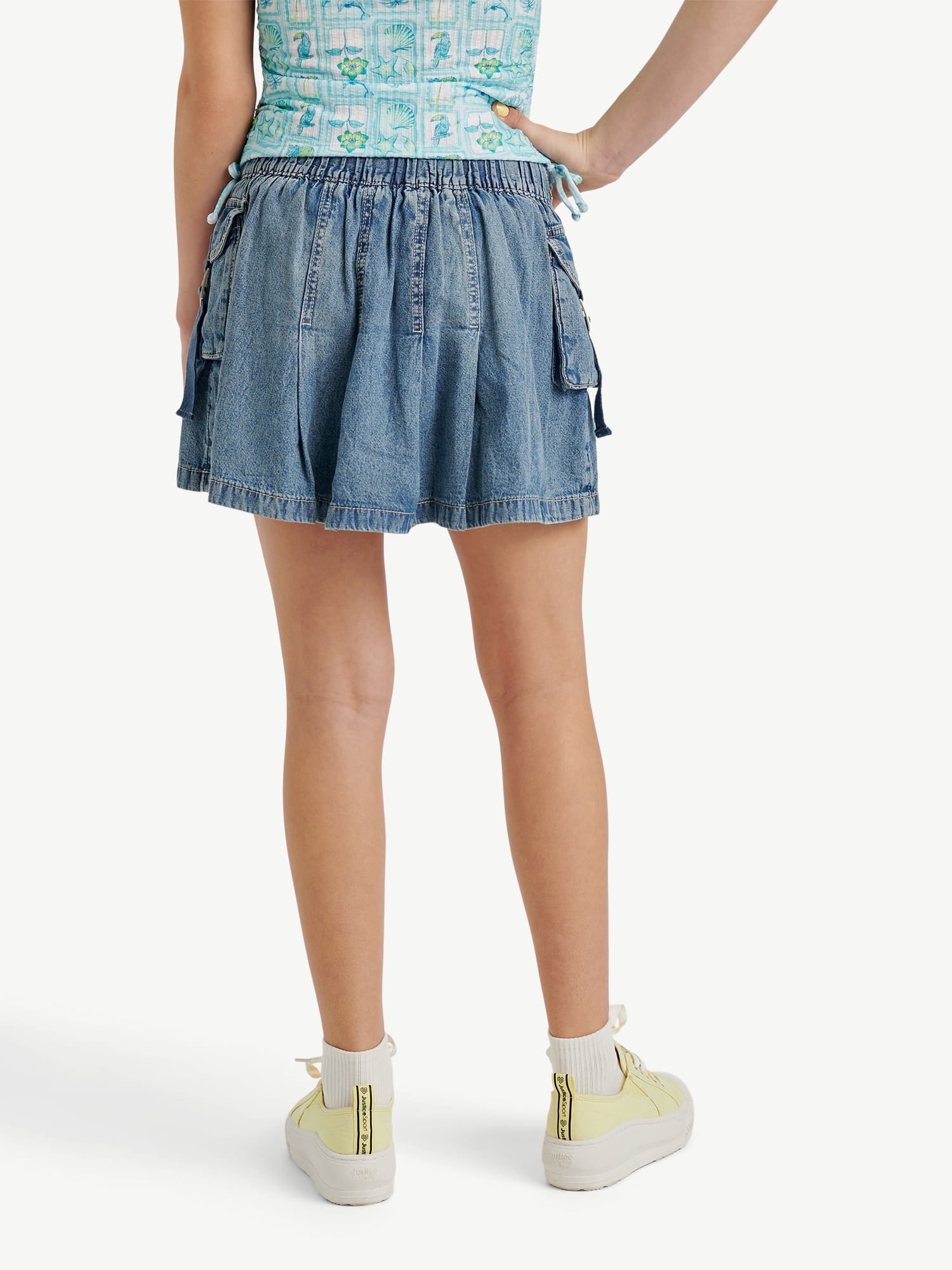 スカート denim enfant wrapped skirt / papier Justice Girls Denim Skirt, XS - XLP - Walmart.com