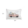 thumbnail image 3 of 13" X 20" White and Pink  Easter Bunny Pink Truck Throw Pillow, 3 of 6