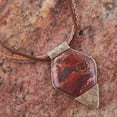 thumbnail image 2 of Modern Red Jasper and Golden Pendant Necklace, 2 of 4