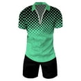 thumbnail image 2 of gvdentm Short Sets for Men Men's Shorts Set Summer Outfits Fashion Casual Short Sleeve Polo Suit for Men Mint Green,XXXL, 2 of 4