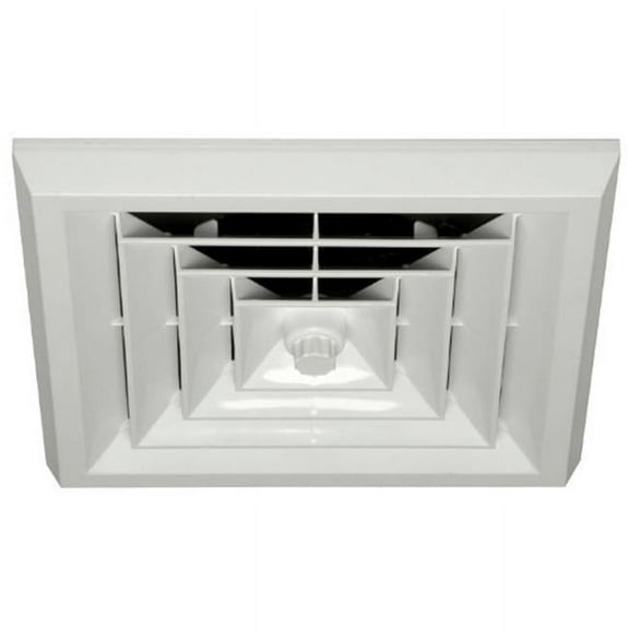 Havaco Quick Connect HT-GRB-S1D White Square Ceiling Diffuser 8-7-6 in. Reducing Boot and Rotary Damper