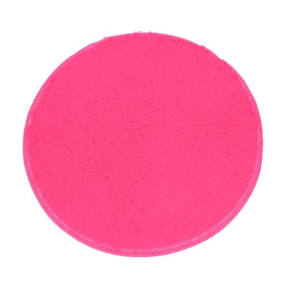 Zzbeans Soft Non-Slip Bath Mat, Round Coral Fleece Shower Rug for Bedroom Floor, Anti-Skid Water Absorbent Bathroom Kitchen Home Decor Carpet, Hot Pink