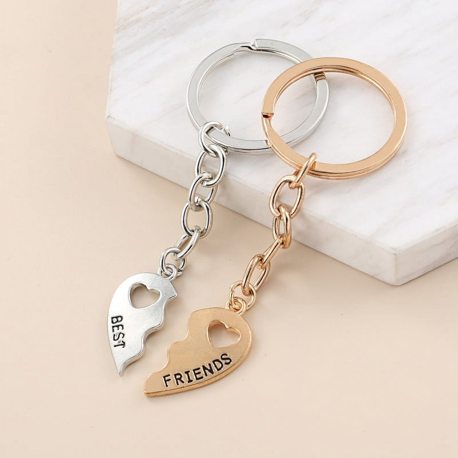 Geometric Couple Keychain, Metal Puzzle Letter Keychains, Simple Southeast Asia Style Accessories, Hollow Design Key Rings (Pair)