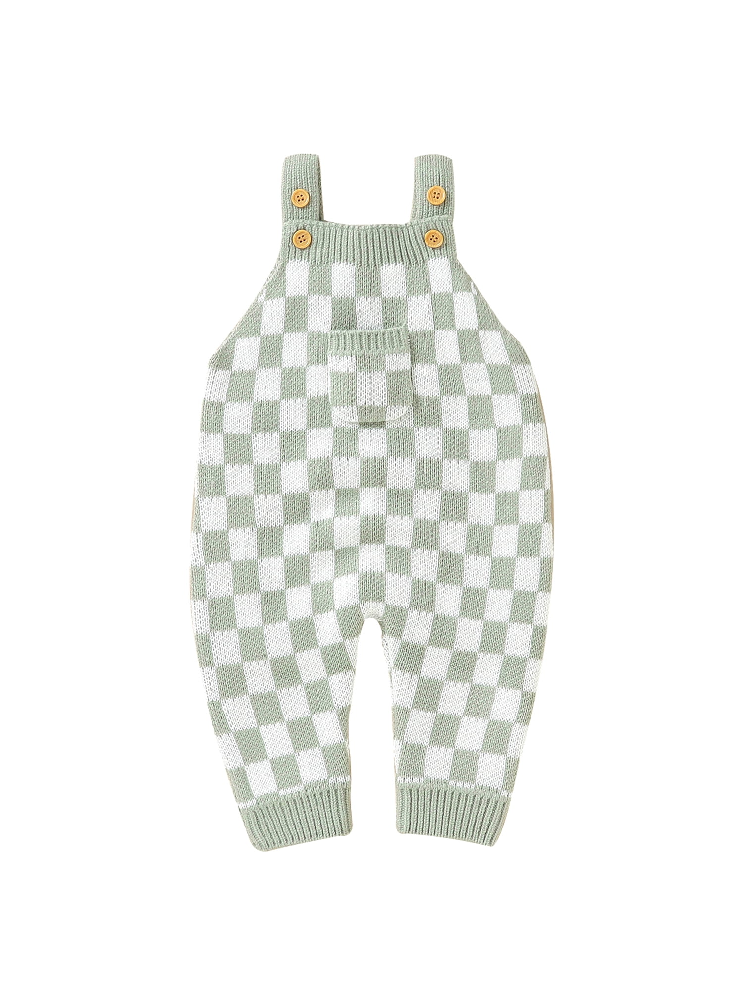 Jkerther Infant Baby Girls Boys Overalls Checkerboard Plaid Print Knitted Jumpsuit Romper Straps Suspender Long Pants, Infant Unisex, Size: 0-3 Months