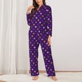 thumbnail image 2 of Fotbe Purple Mardi Gras Conjunto de Pijama de Manga Larga para Mujer con Estampado, Ropa de Dormir de 2 Piezas, Conjunto de Casa Suave y Cómodo con Bolsillos-Medium, 2 of 7