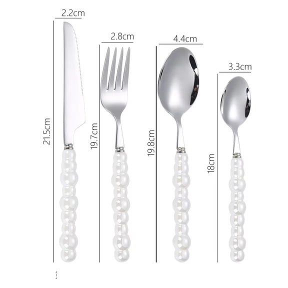 ATJIA Pearl Ceramic Handle Kitchen Stainless Steel Silverware Tableware Flatware Cutlery 4Pieces/Set