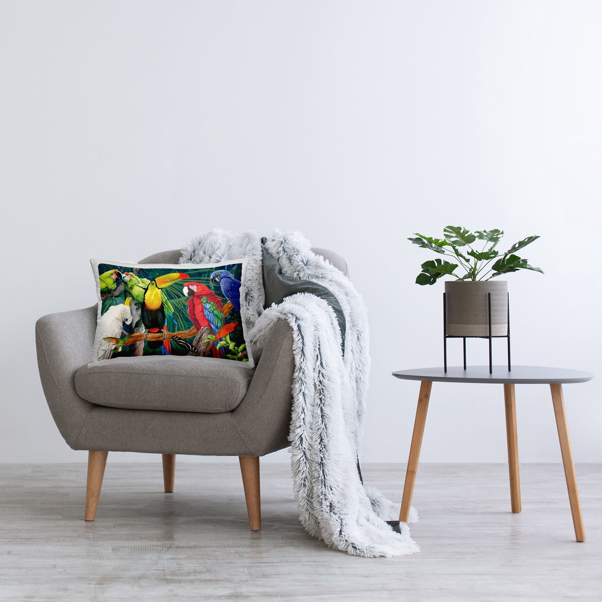 Stupell Industries Rainforest Birds Perched Decorative Printed Throw Pillow Design by Christine Reichow