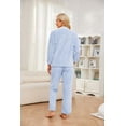thumbnail image 3 of U2SKIIN Womens Fleece Cute Pajama Set, Soft Warm Pjs for Women 2 Piece Fluffy Sleepwear Plush Pajamas Button Down（Light Blue，L）, 3 of 5