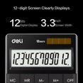 thumbnail image 5 of Deli Ultra Thin 12-Digit Desktop Calculator, Dual Power, Extra Large LCD Display, Black, 5 of 8