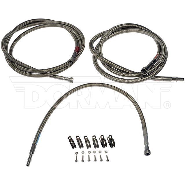Dorman Fuel Line 819-815 OE Solutions; OE Replacement; 99-1/2 Inch/29-1/4 Inch/102-3/4 Inch Length; 13.5 Millimeter/16 Millimeter Outer Diameter; Plastic/Metal; Silver
